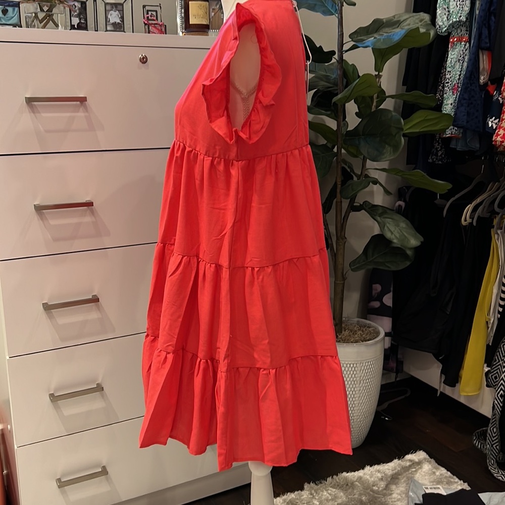 Petal and Pup Tiered Dress-coral - Picture 2 of 3